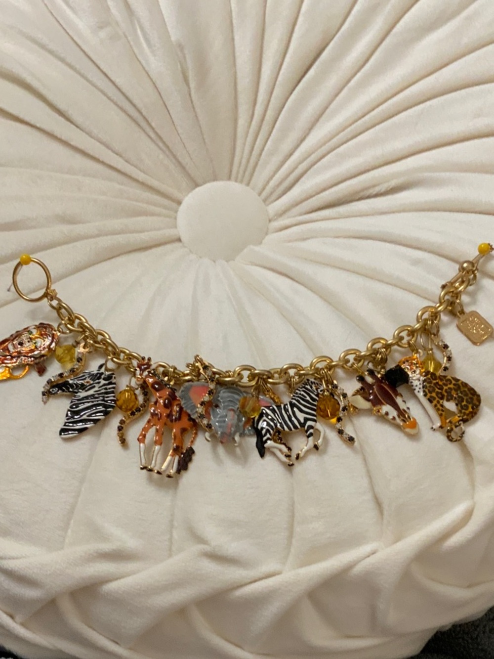 Gold Animal Charm Bracelet with Multicolor Enamel Accents